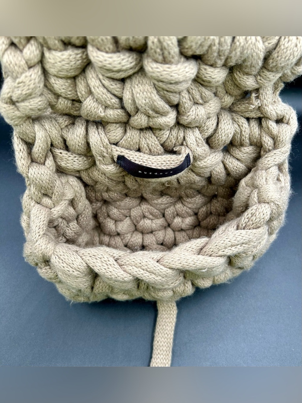 MURDOCK Handcrafted Chunky - Knit Taupe Handbag - Small. - Picture 6 of 9